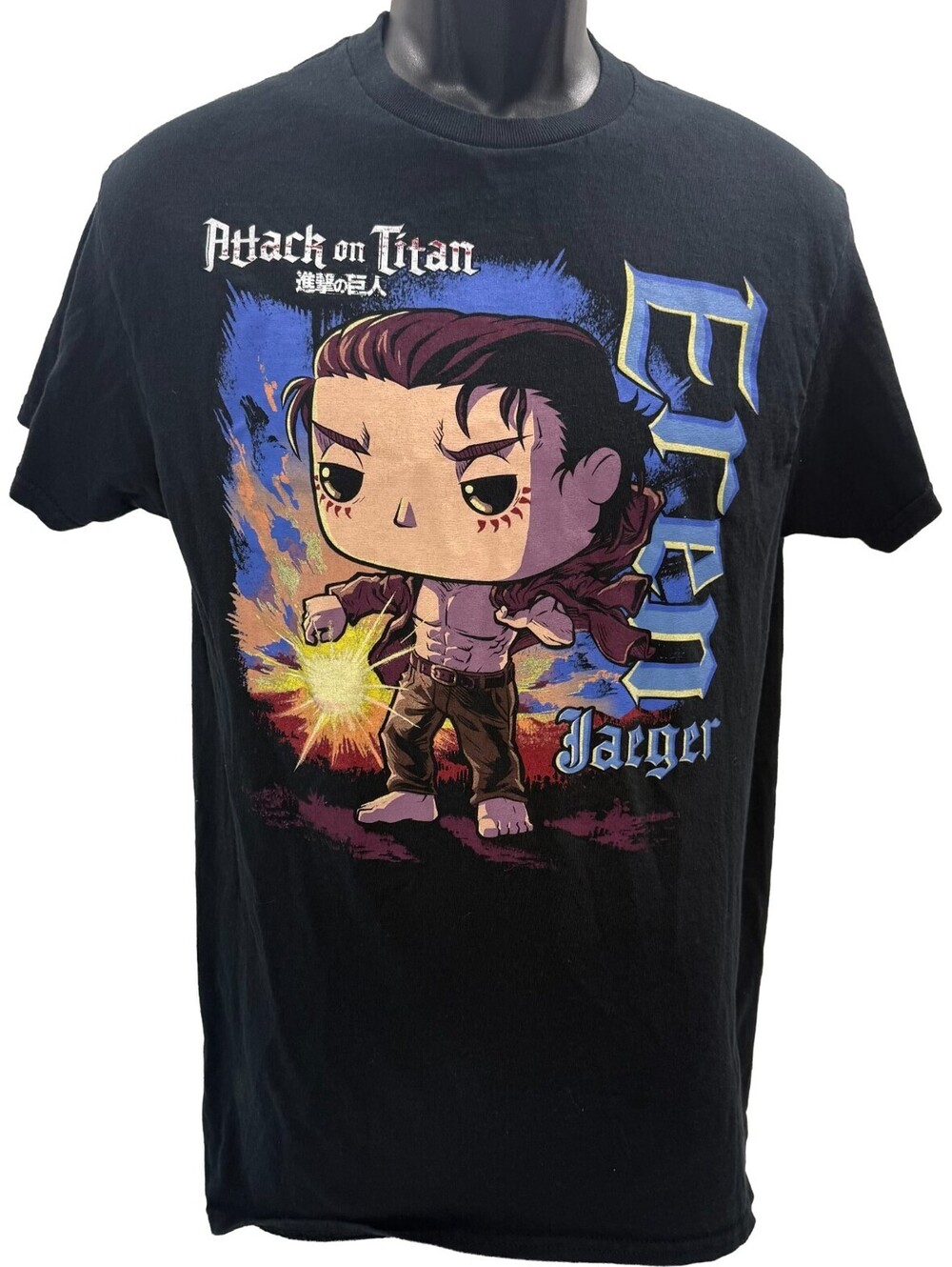 Funko Pop EREN JAEGER Attack On Titan T-Shirt Size Adult Medium Black Cotton
